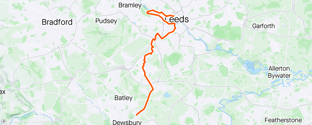 Map of the activity, Into Leeds