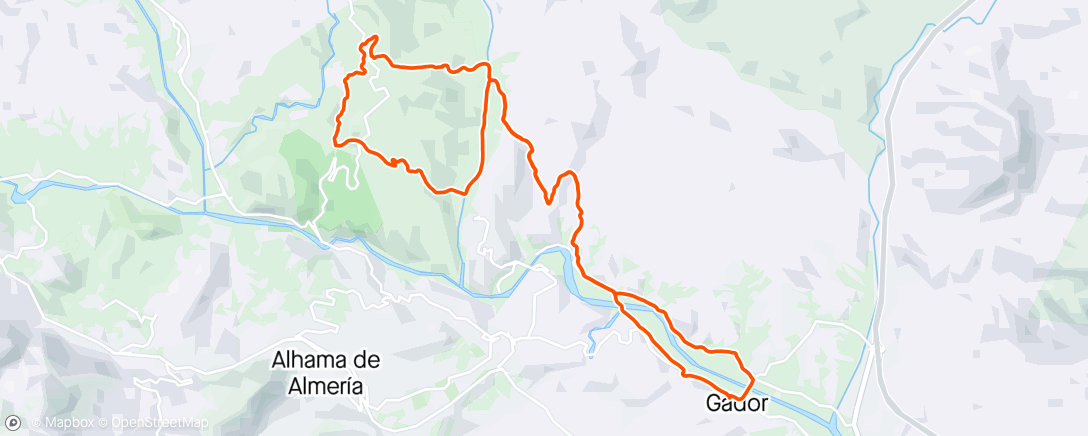 Map of the activity, recorrido de ida y vuelta Gádor