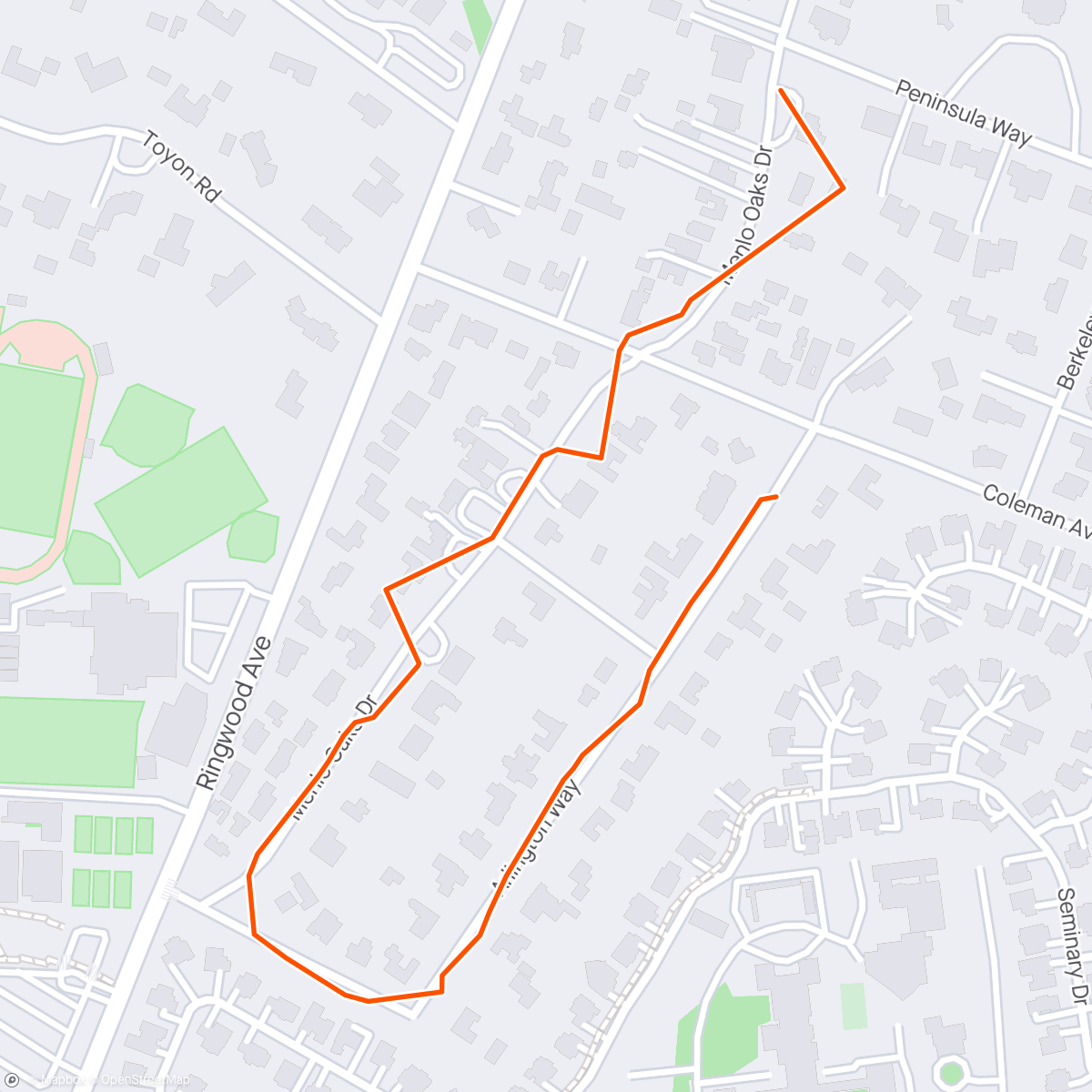 Карта физической активности (☀️ Menlo Park, California Michael took Gracie for a walk with her Fi Smart Collar)