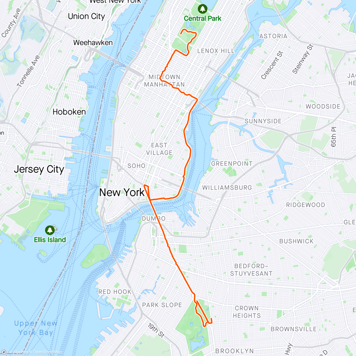 Map of the activity, United NYC half with Kayleigh and Sandy🎉