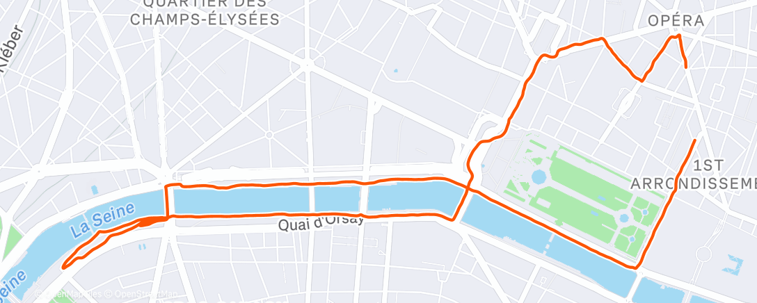 Map of the activity, Course à pied de nuit