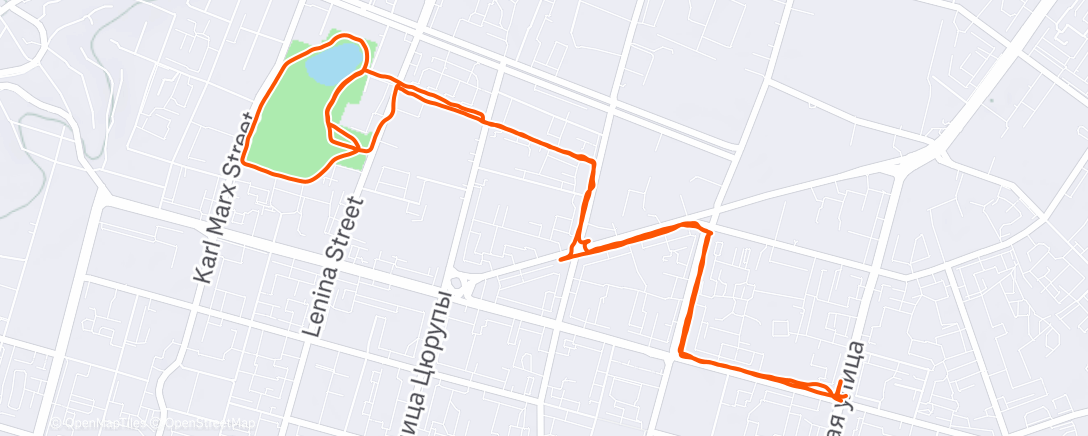 Map of the activity, Evening Run
