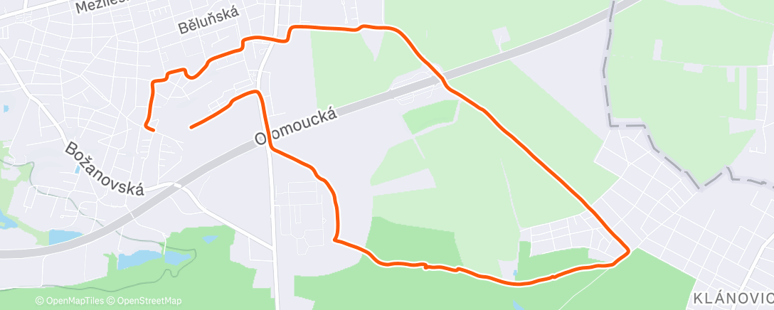 Map of the activity, Afternoon Run