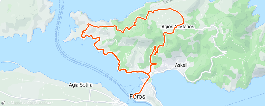 Map of the activity, Poros 1/2 lap run ⭐️