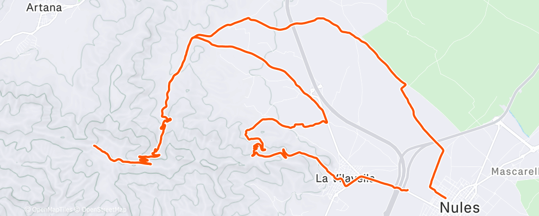 Map of the activity, Bicicleta de montaña por la tarde