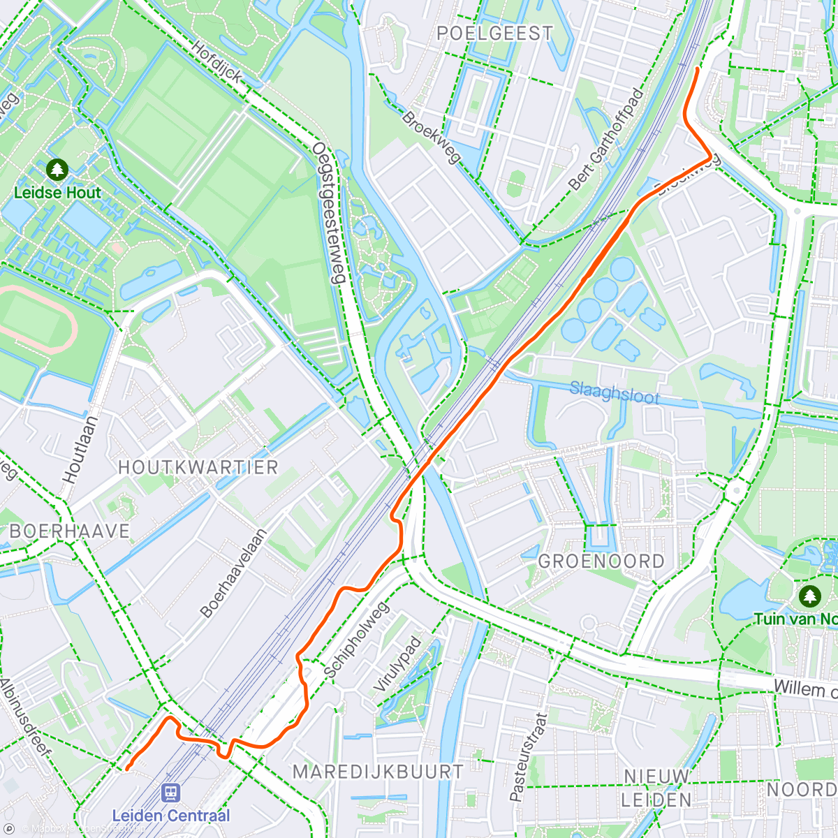Map of the activity, Walk back from Kagerzoom Parkrun back to Leiden Centraal Station - 20 Apr 24 🇳🇱💕🚶🏻‍♀️💕🇳🇱