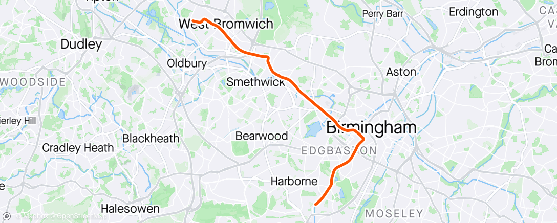Map of the activity, A route down Birmingham's tramway and canals.