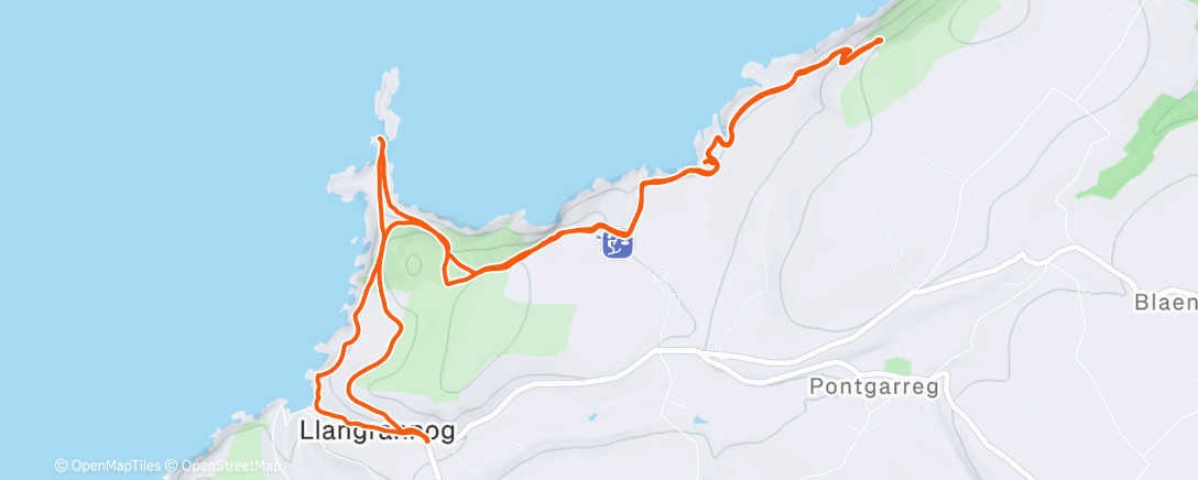 Map of the activity, Llangranog