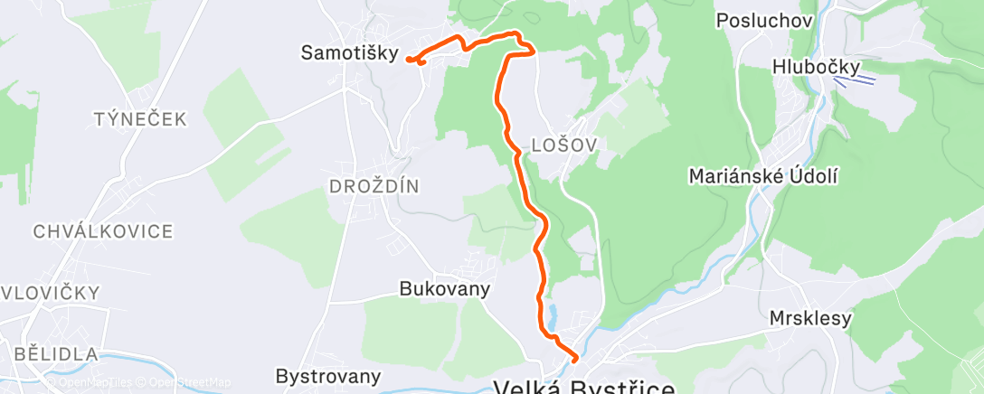 Map of the activity, Afternoon Walk