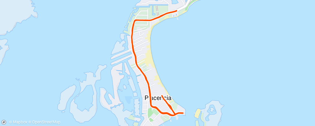 Map of the activity, Run in the Rain (Placencia, Belize)