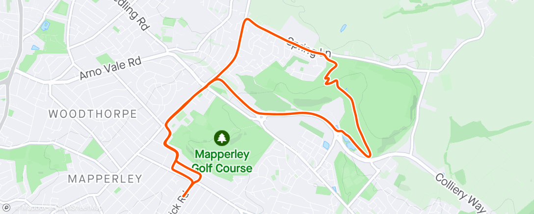 Map of the activity, Colliery Way and zigzags through Gedling Country Park