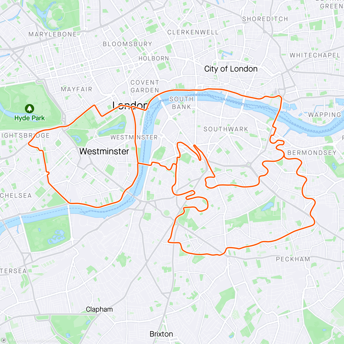 Mapa de la actividad, Zwift - The PRL Full in London