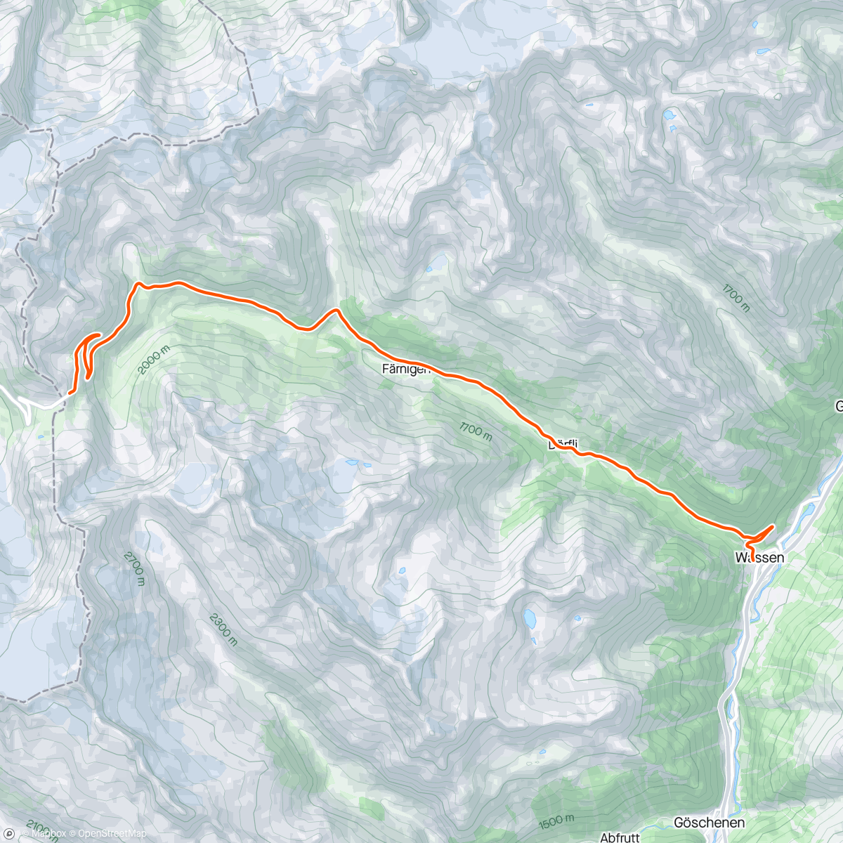 Map of the activity, Kinomap - 🔻 col de Susten (downhill to Wassen) - a senic 'cool down'