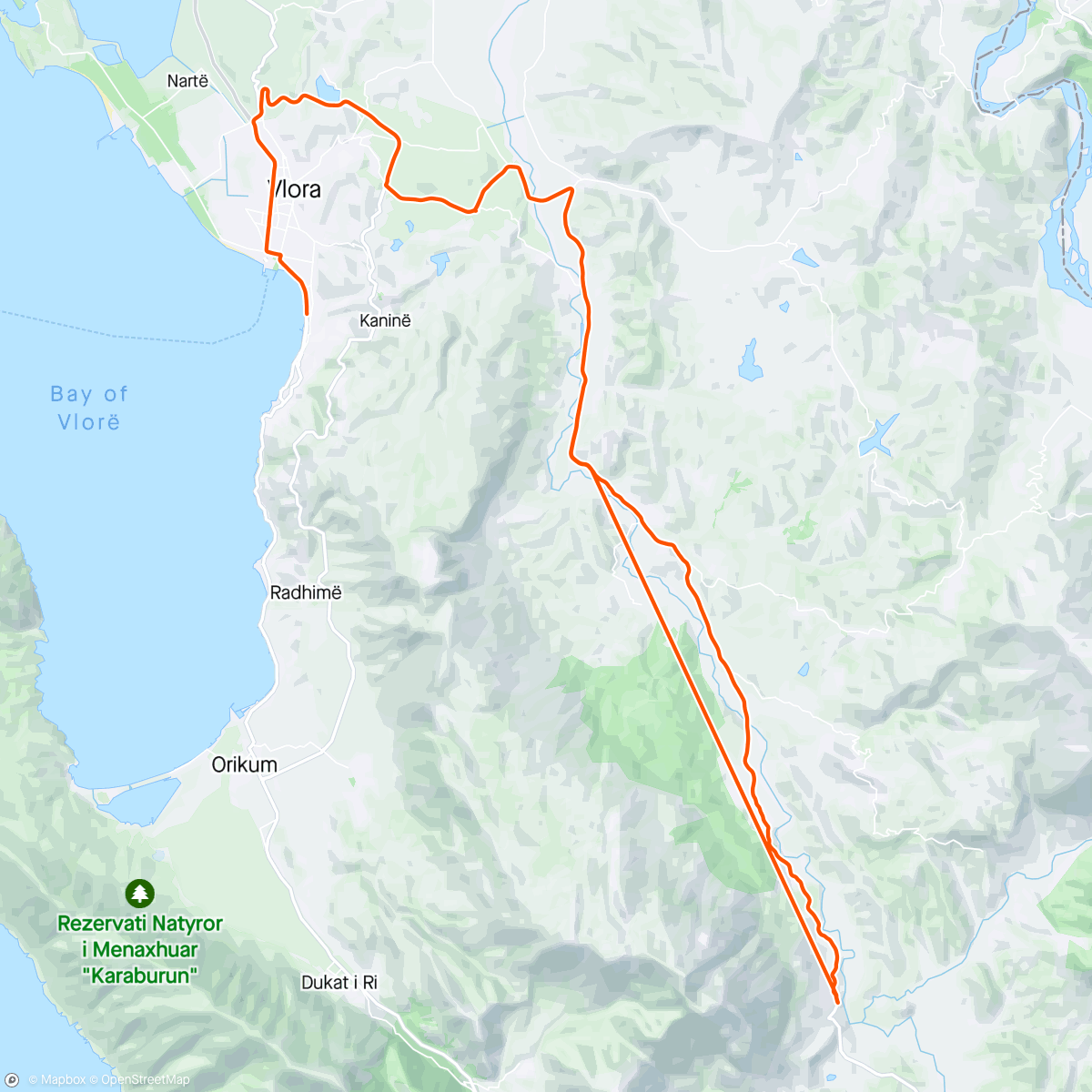 Map of the activity, To Brataj and back 60 miles