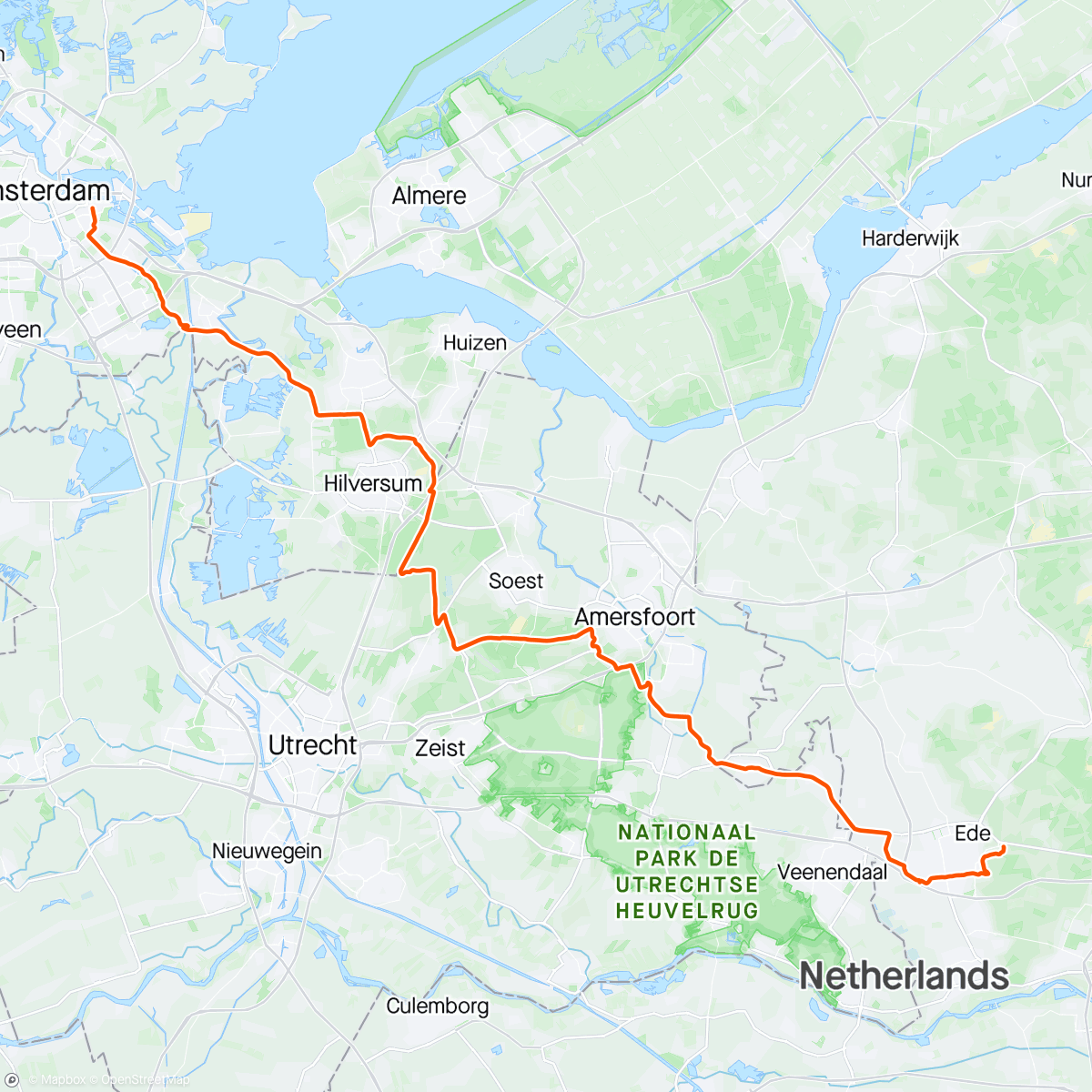 Map of the activity, Bikepacking Ede
