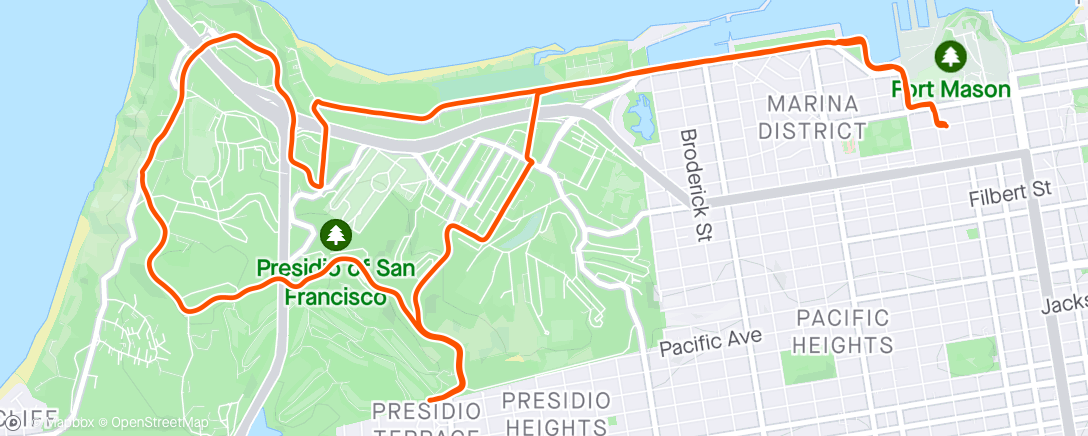 Map of the activity, Old Faithful Always Delivers Local Rip - Marina / Presidio SF (loop) 💨 🌊