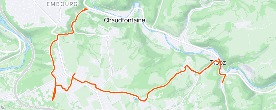 Map of the activity, Lendemain de veille, promenade jusqu’à l’enduro de Chaudfontaine