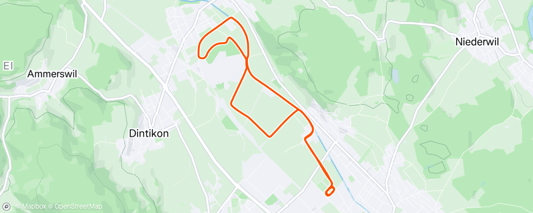 Map of the activity, Waffenlauf Wohlen. Congrats dad to the 300th race with 6.2 backpack.