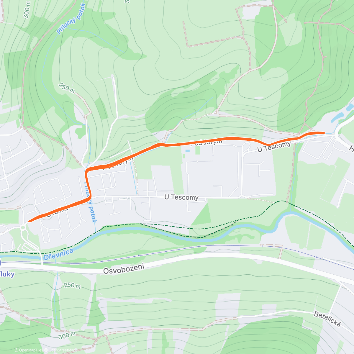 Map of the activity, Štěpánská 10 2. žena PB na 10km🤩🥳