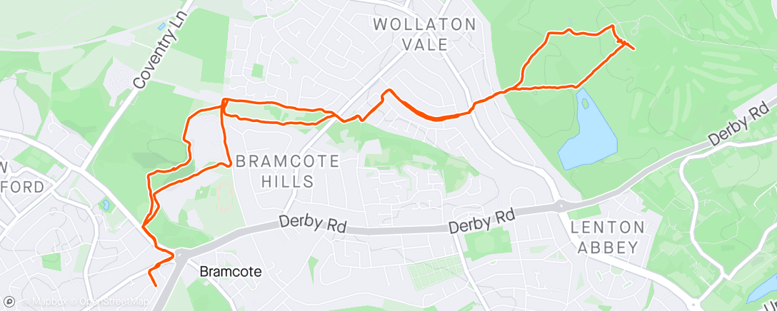 Map of the activity, Wollaton park and back!