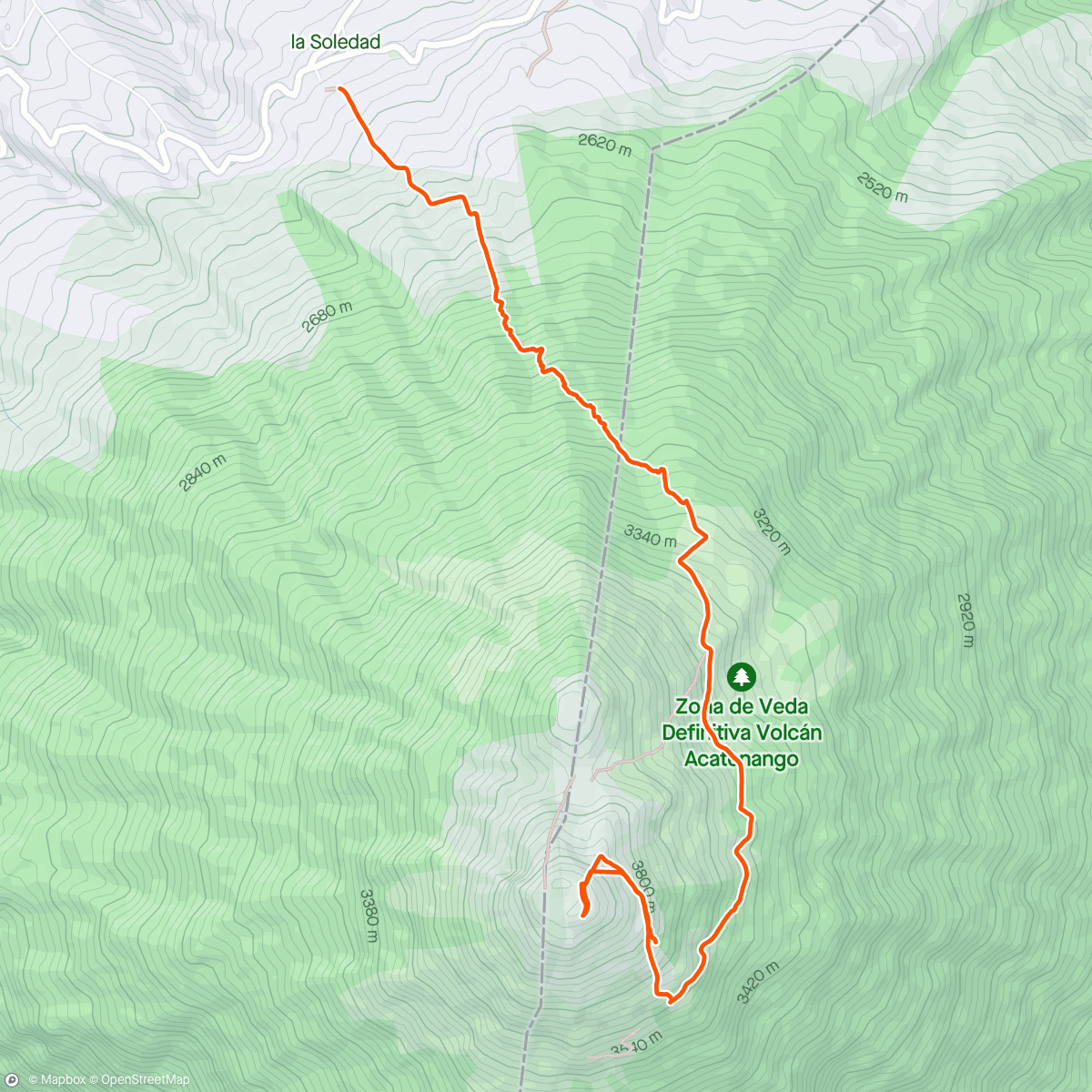 Map of the activity, Acatenango hike - Part II - Sunrise summit