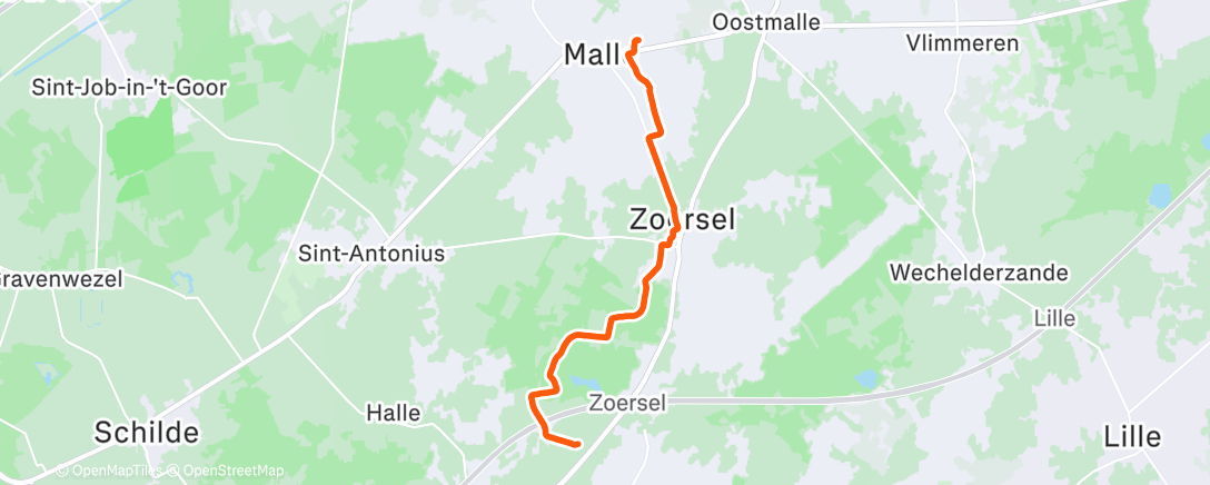 Map of the activity, Middagloop