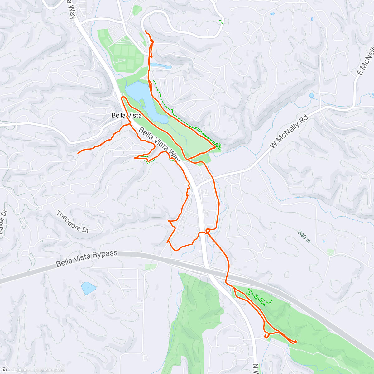 Map of the activity, Misty gravel bike ride mainly on trails. Always great finding fresh trail.