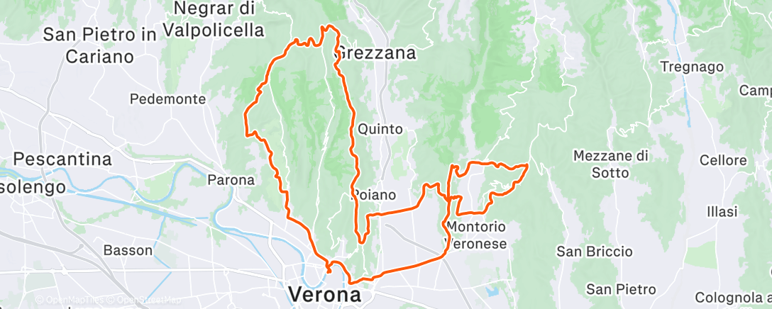 Map of the activity, Pedalata pomeridiana