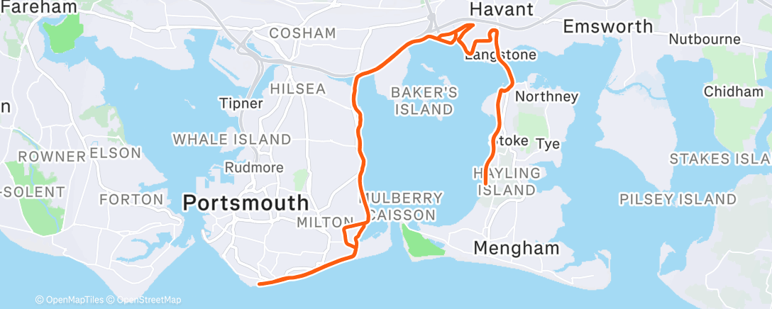 Map of the activity, Portsmouth Coastal Marathon (no. 5)