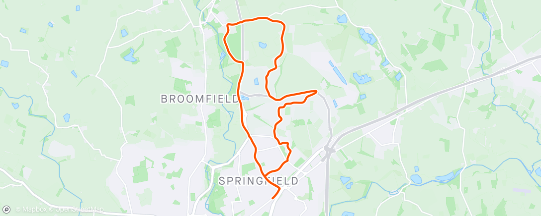 Map of the activity, Run with 4 sets of half mile efforts, with the sleeved one