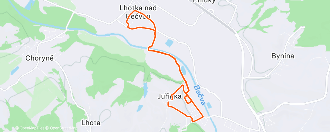 Map of the activity, Afternoon Run