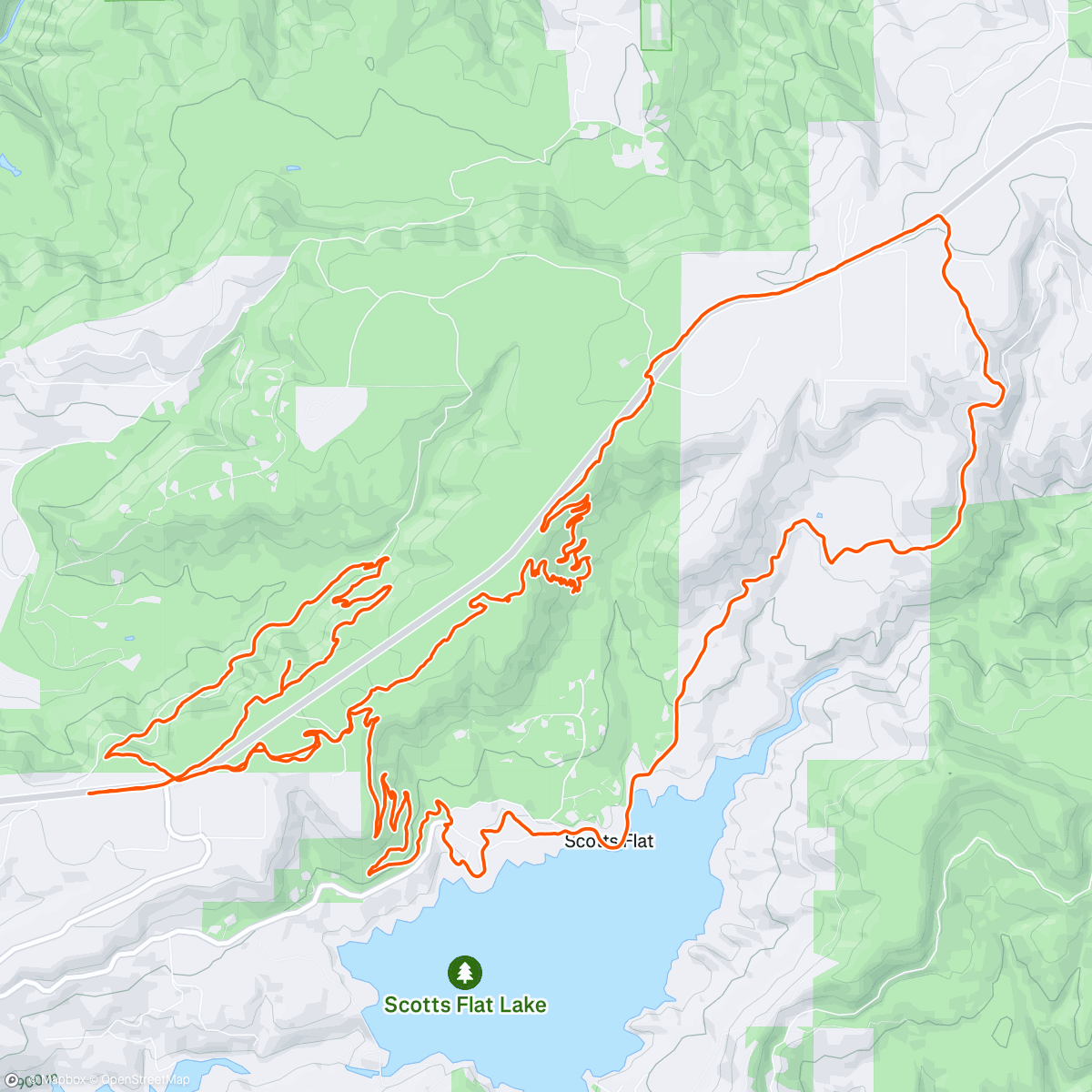 Map of the activity, towing Rowe around Nevada city rippiness
