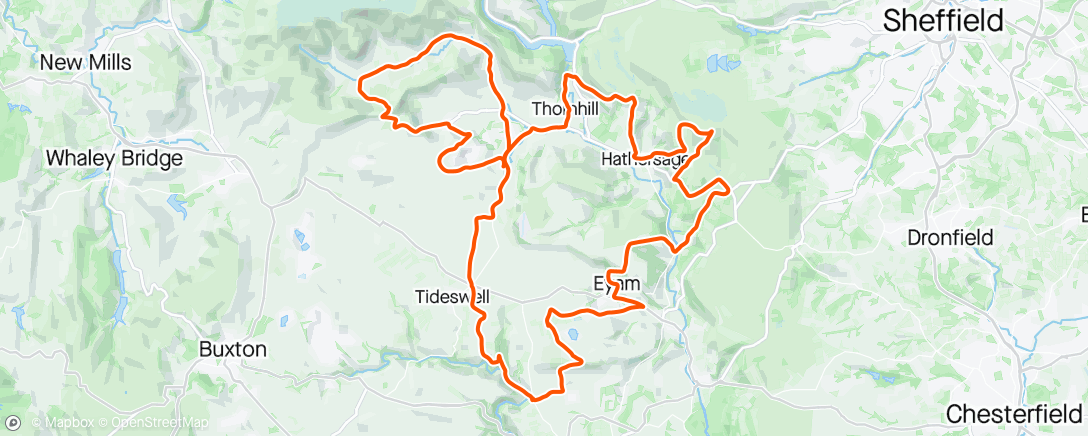 Map of the activity, Bradwell Hill Billy Route