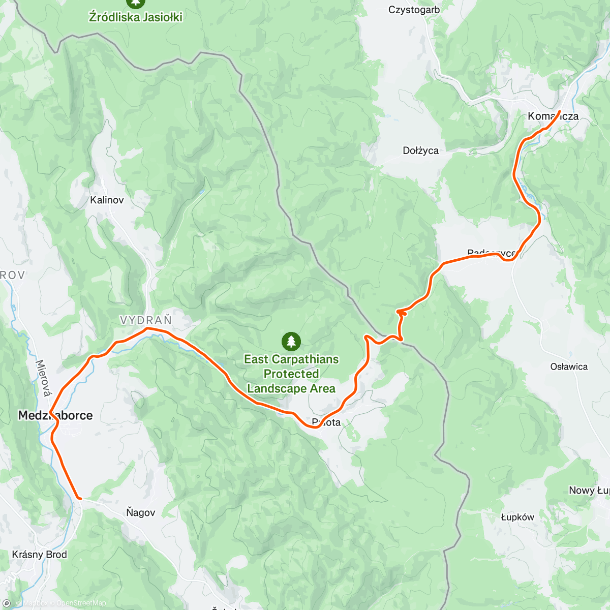 Map of the activity, ROUVY - Komańcza | Poland - Cabalovce | Slovakia