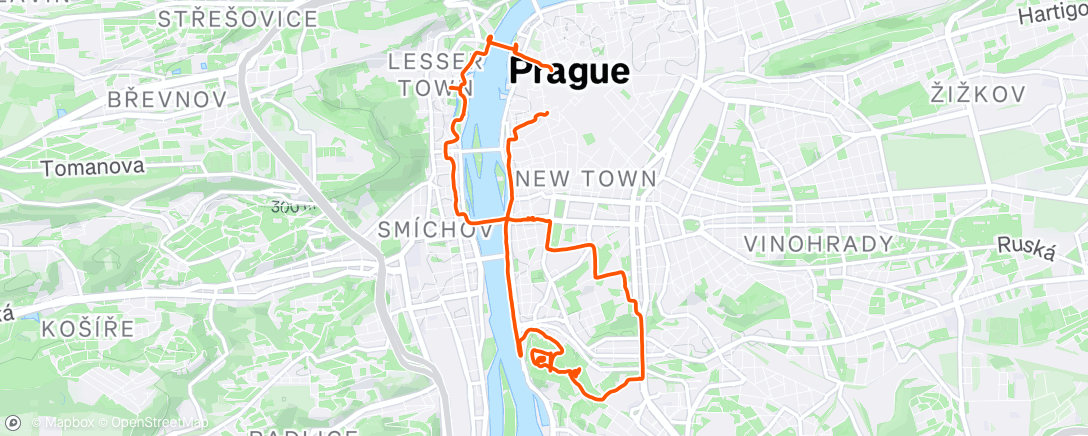 Map of the activity, Stadsritje in Praag
