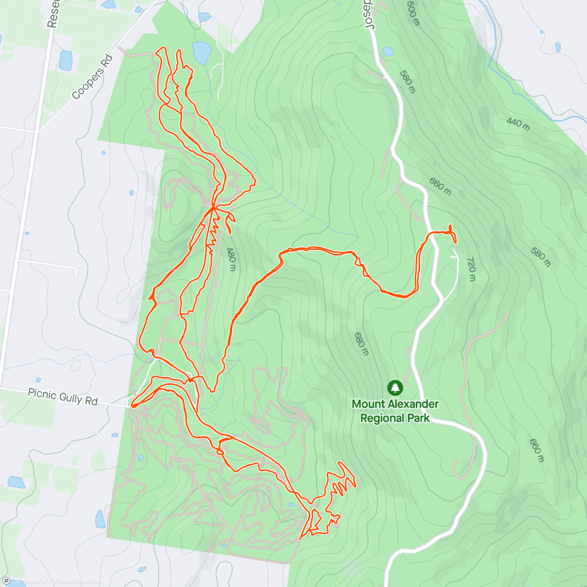 Map of the activity, Winnie ride
