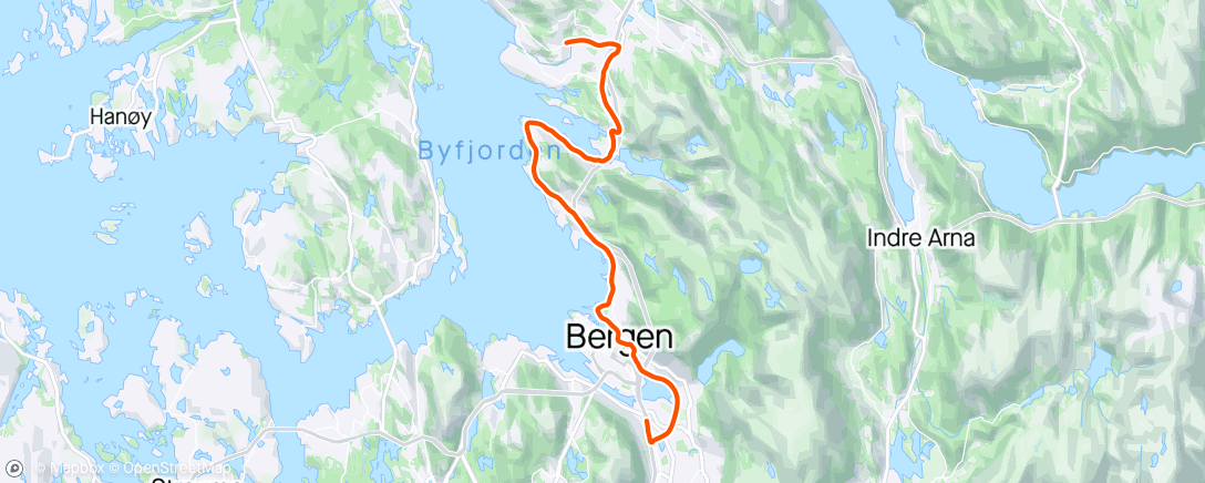 Map of the activity, Afternoon Ride (hjem fra jobb)