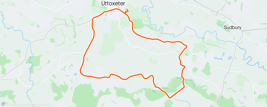 アクティビティ「Uttoxeter Half Marathon - 8th place 80:10」の地図
