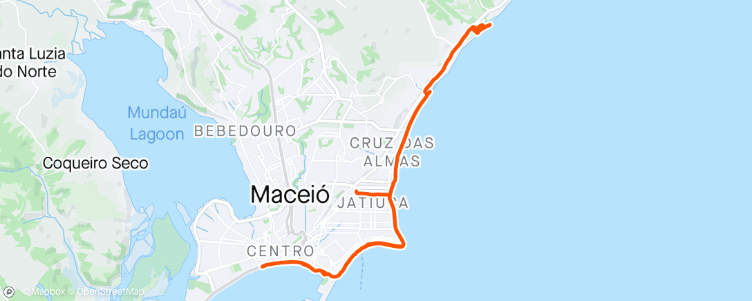 Map of the activity, Pedal praias mcz ciclovia