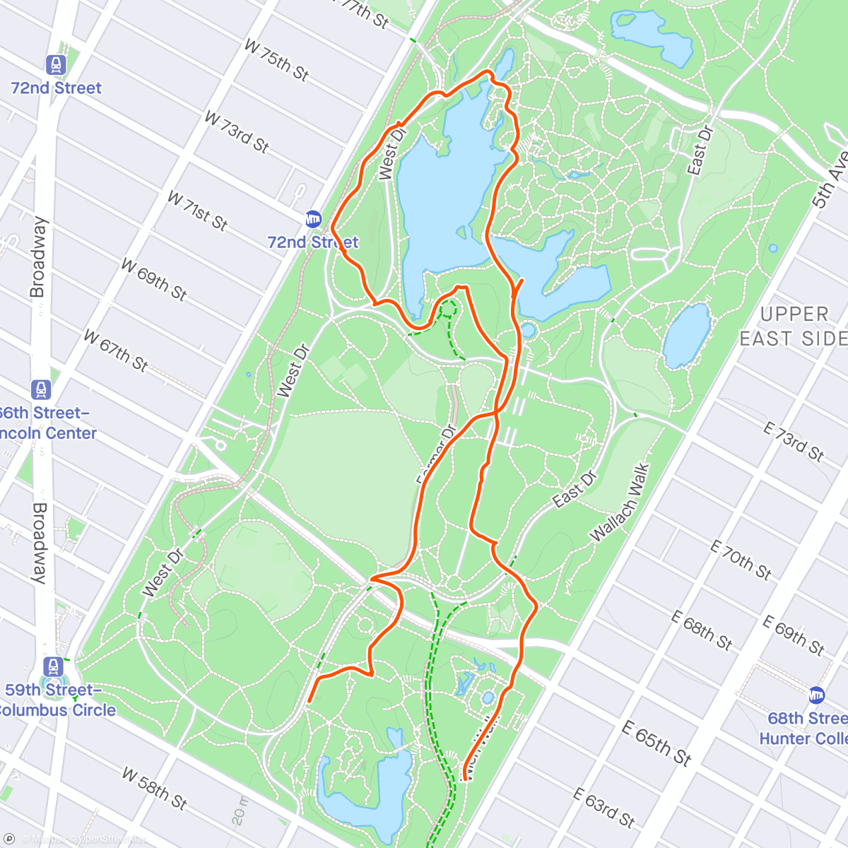 Map of the activity, New York Central Park