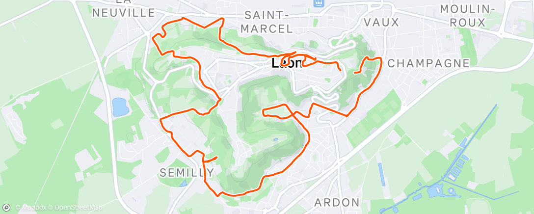 Map of the activity, Course à pied le matin