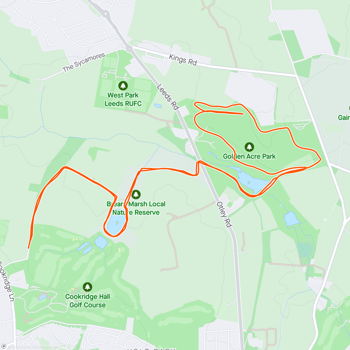 Mapa de la actividad (Cookridge 10k)