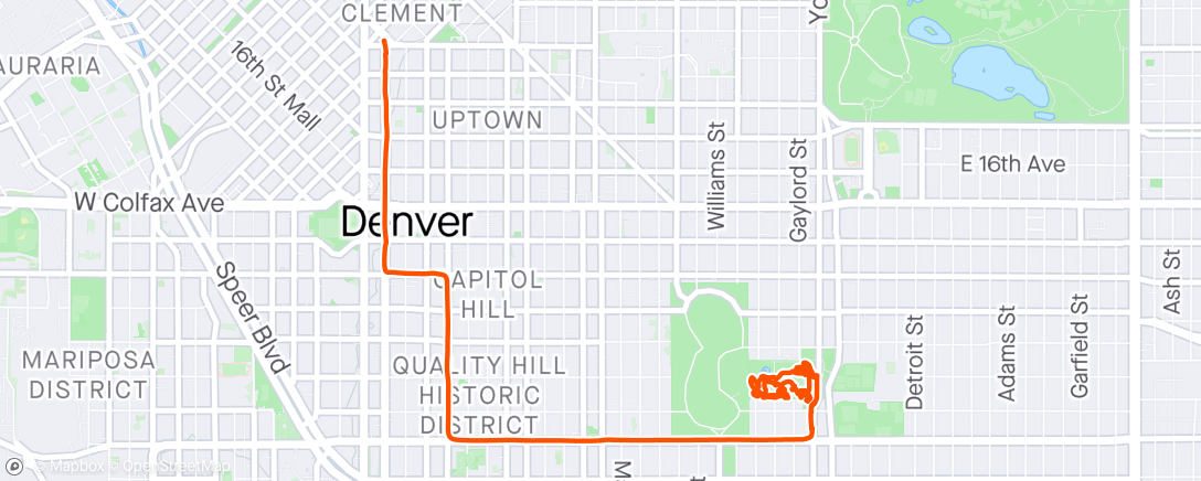 Map of the activity, Lunch Workout