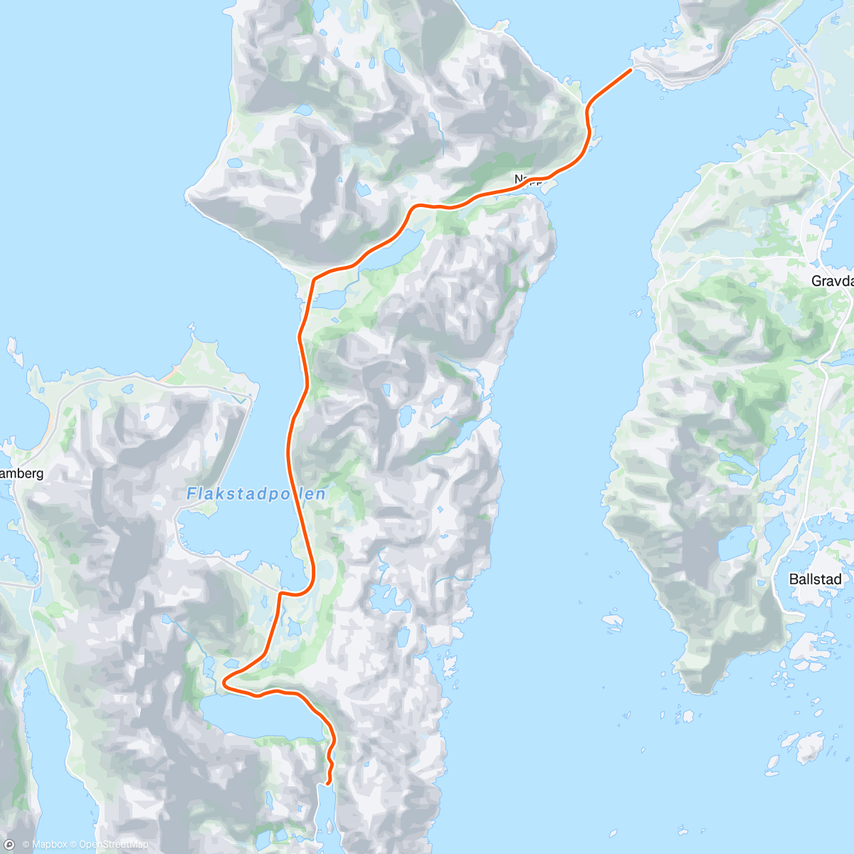 Mapa de la actividad (ROUVY - Nusfjord to Haukland Beach | Norway)