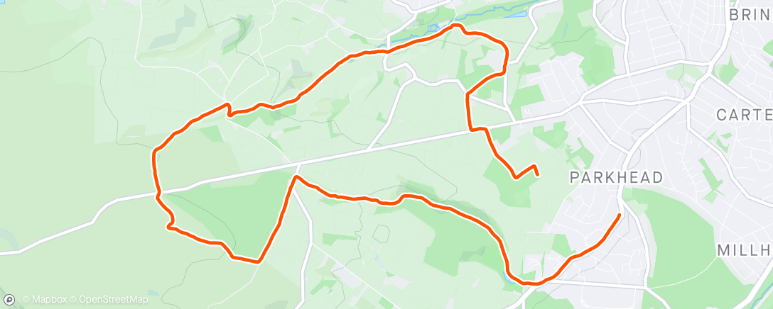 Map of the activity, Morning Run. Stuck behind a tractor full of lambs for some time. Adorable route problems.