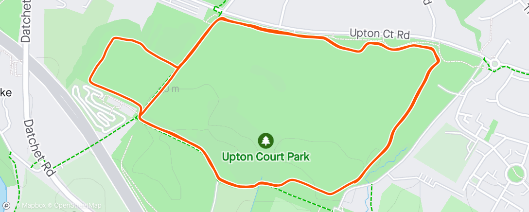 Map of the activity, Upton Court Parkrun.