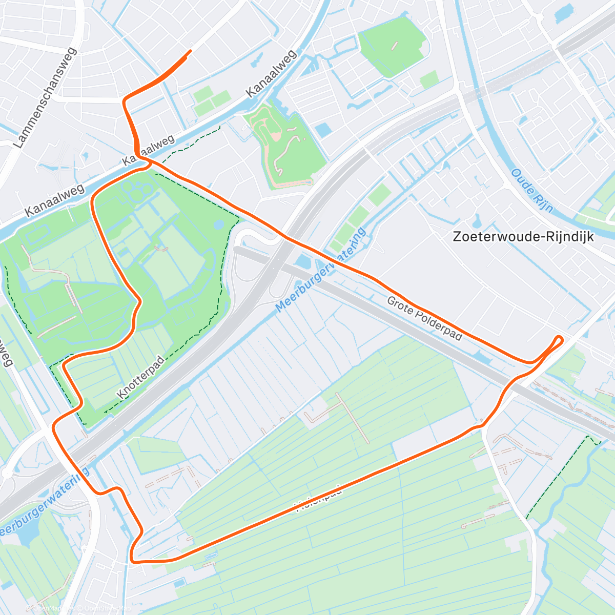 Map of the activity, Rondje molenpad met zonsondergang