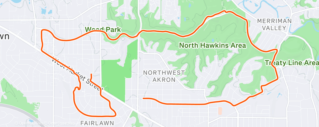 Map of the activity, Afternoon Run