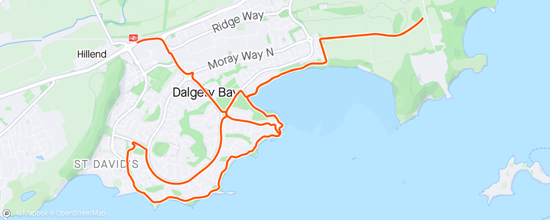 活动地图，Dalgety Bay 10k and a wee bit more