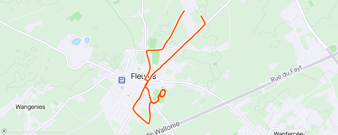 Map of the activity, Course à pied le footing avec un 6000 m, 3min 57 de Moyenne, 148 pulses.